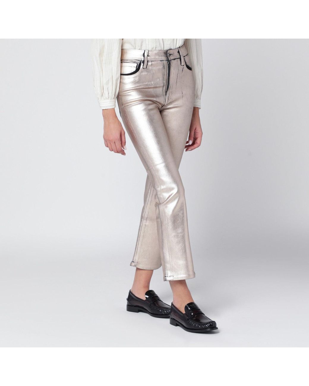 FRAME Multicolor Champagne The Reboot Cropped Trousers
