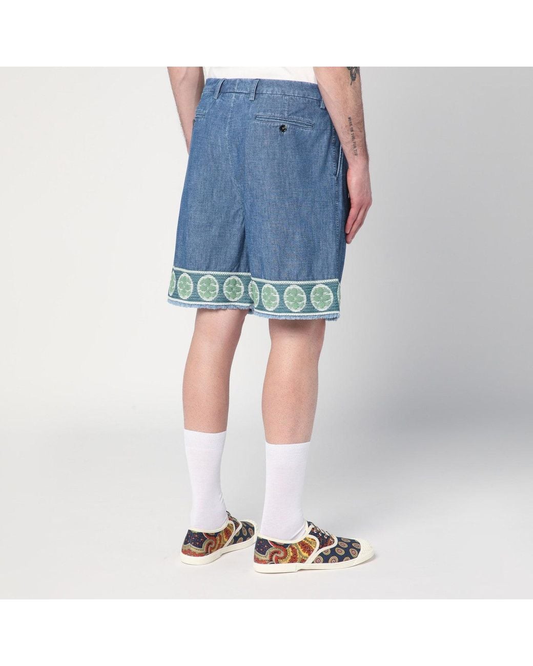 Valentino Blue Bermuda Short With Jacquard Bottom for men