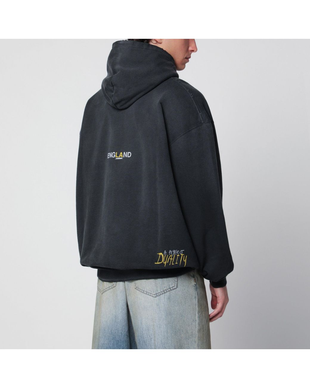 Represent Black Faded Sweatshirt With Eagle Logo Print for men