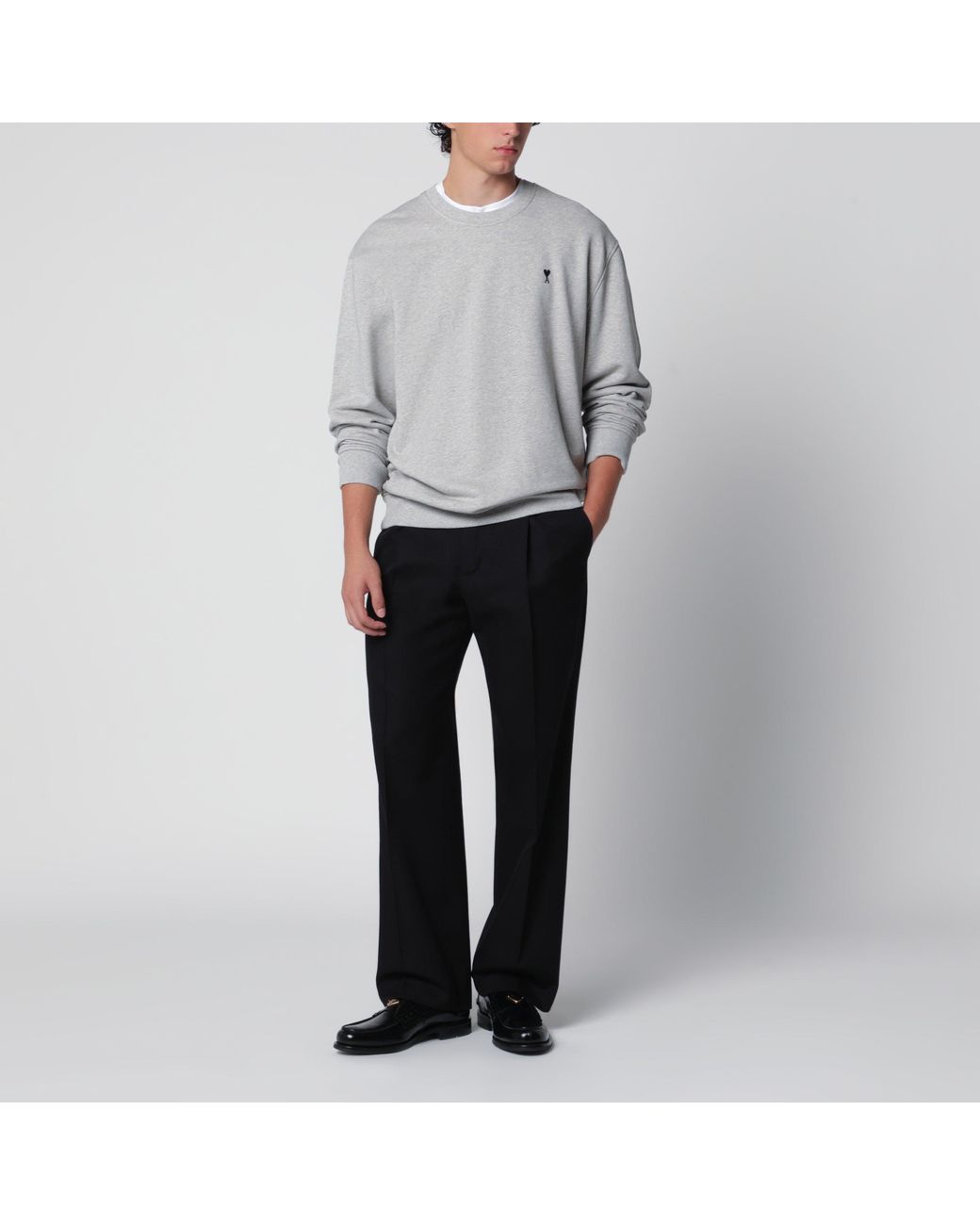 AMI Gray Ami De Caur Crewneck Sweatshirt for men