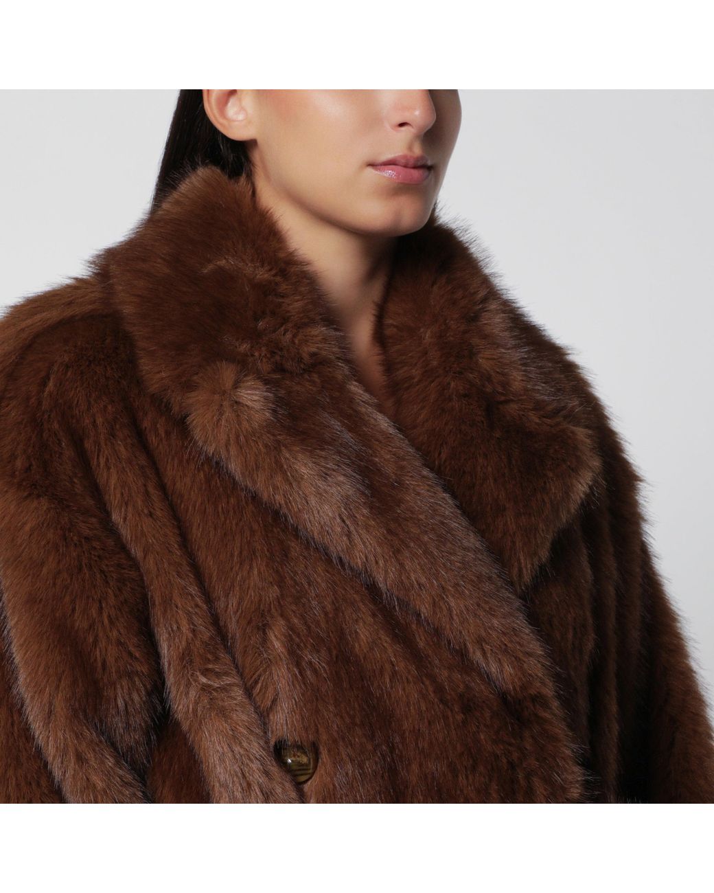 BB COUTURE Brown Farrah Double-Breasted Coat With Belt