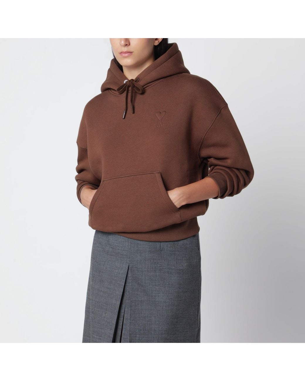 AMI Brown Ami De Coeur Hooded Sweatshirt
