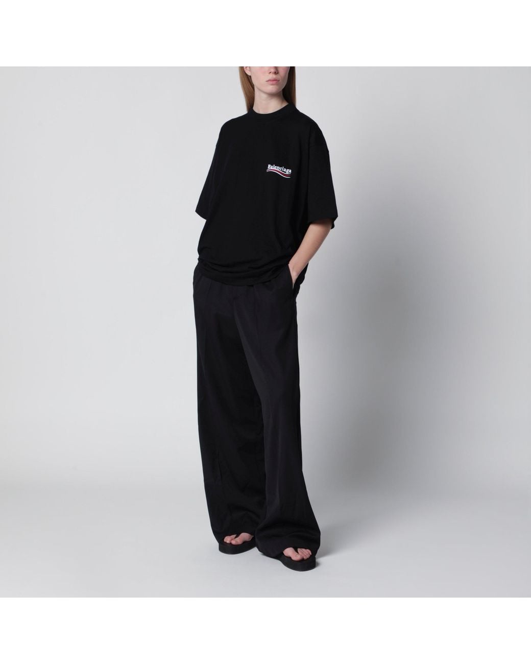 Balenciaga Black Palazzo Trousers With Elastic Waist