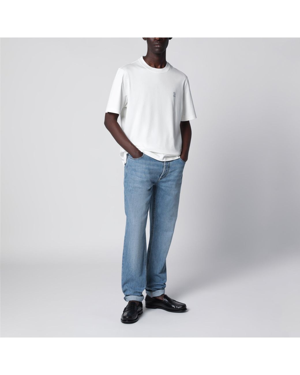 Brunello Cucinelli Blue Traditional-Fit Five-Pocket Jeans for men