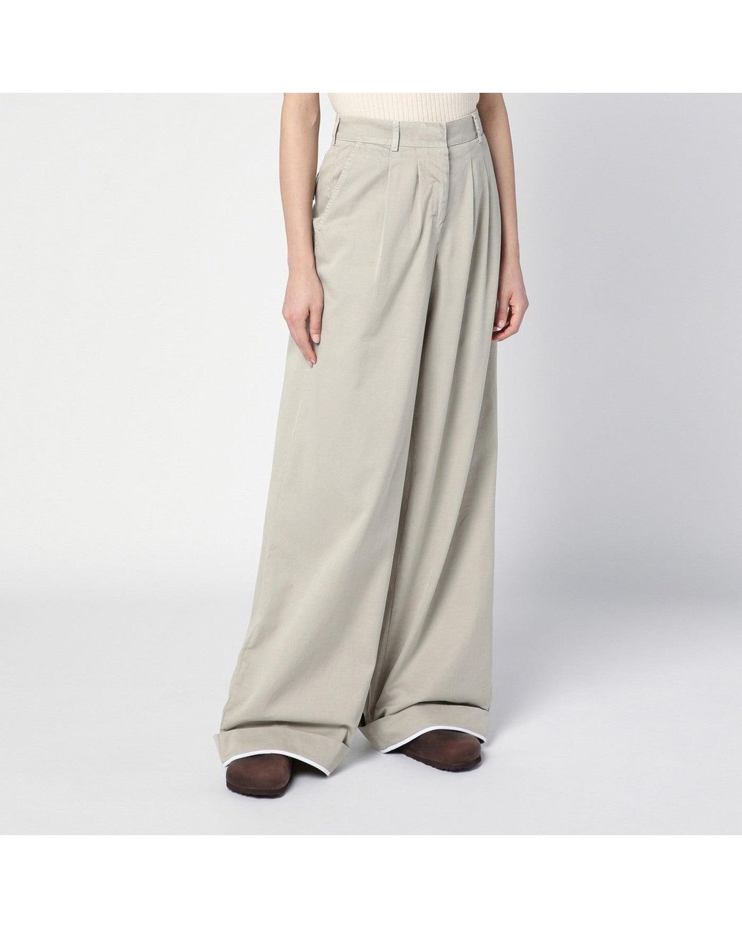 Palm Angels Natural Cotton Wide Trousers