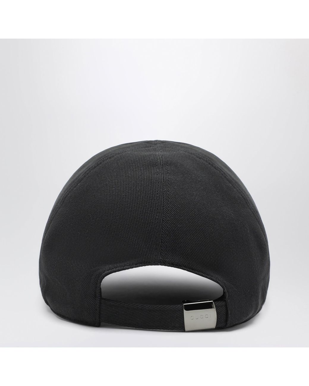 Gucci Black Cotton Baseball Cap With Embroidered Logo for men