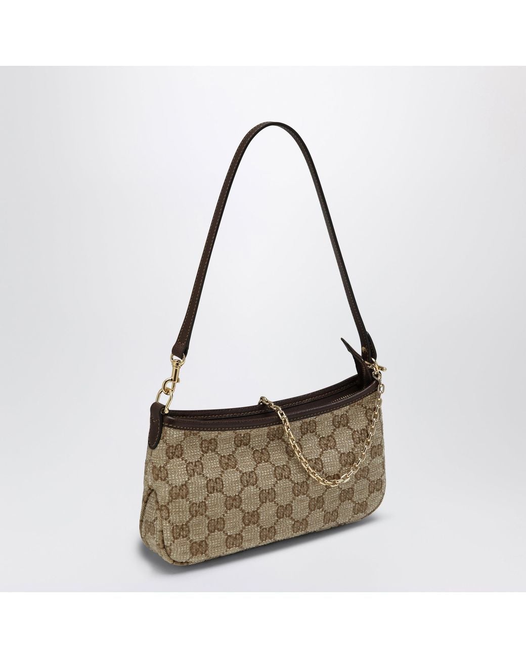 Gucci Natural Gossip Gg Canvas Mini Shoulder Bag With Crystals