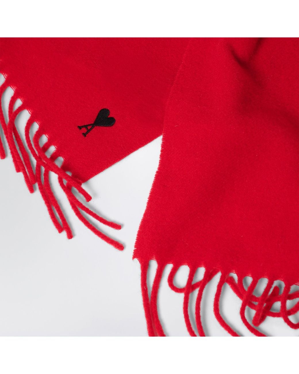 AMI Red Ami De Coeur Wool Scarf for men