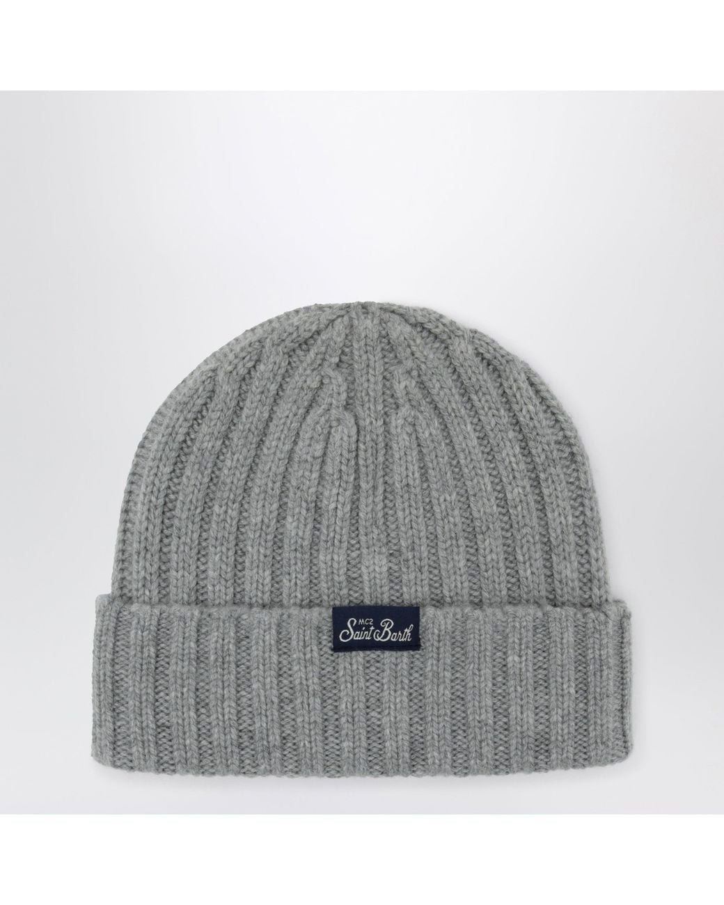 Mc2 Saint Barth Gray Wool Beanie With Embroidered Logo Mini Detail