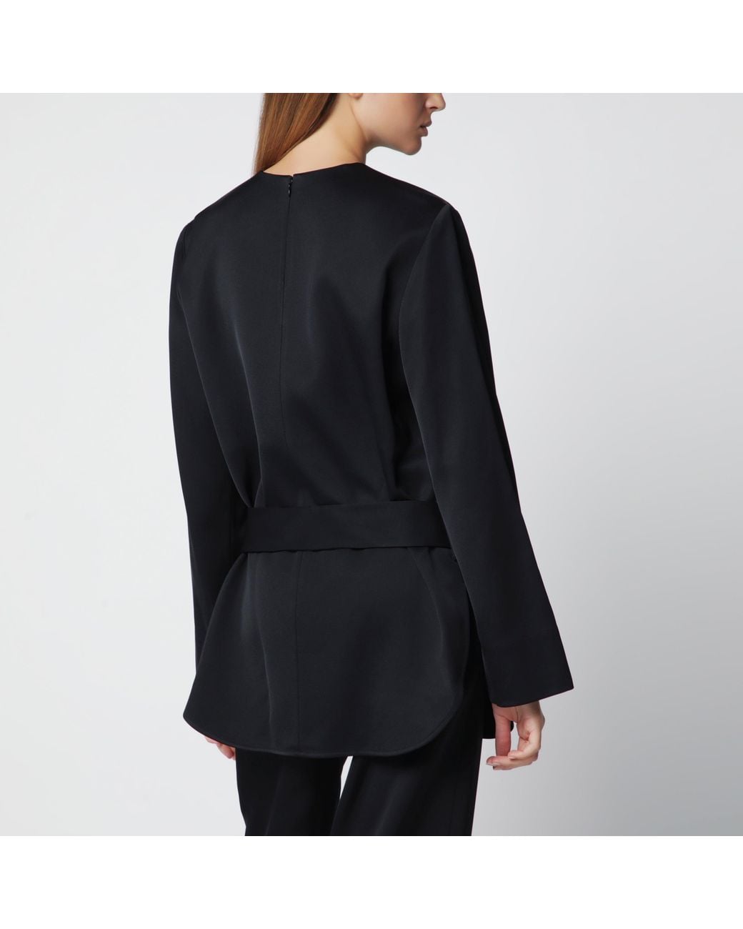 Totême Black Heavy Satin Tunic With Belt