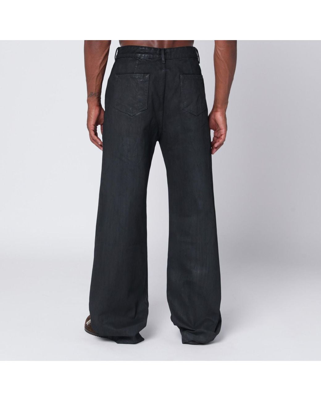 Rick Owens Wide-leg Waxed Denim Jeans in Black for Men | Lyst