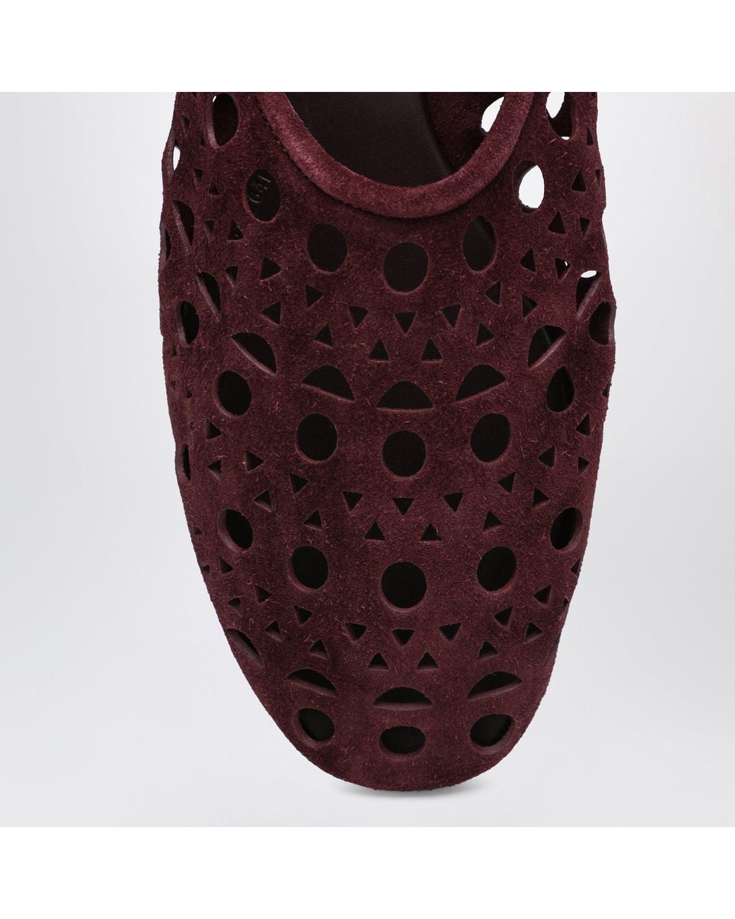 Alaïa Red Cherry Suede Vienne Perforated Slippers