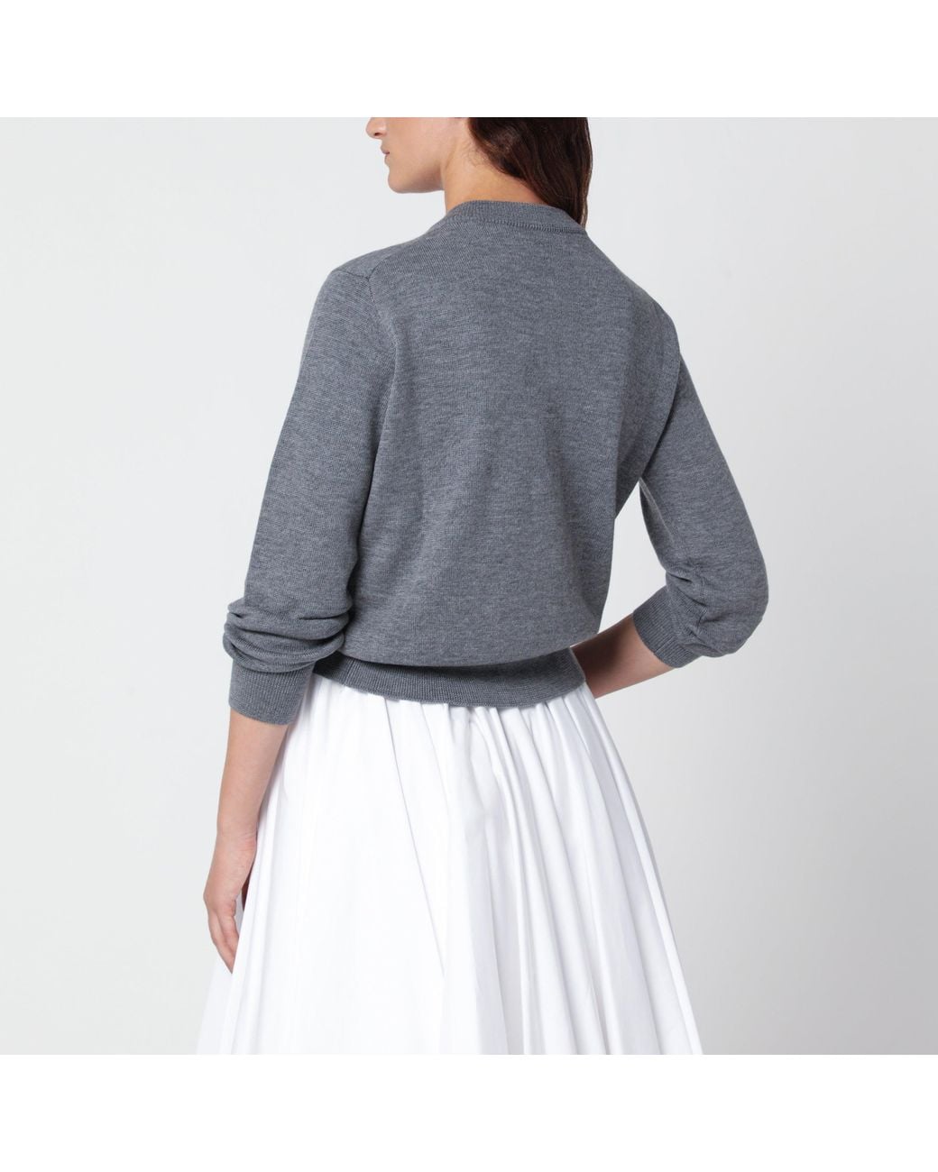 AMI Gray Ami De Coeur Wool Cardigan