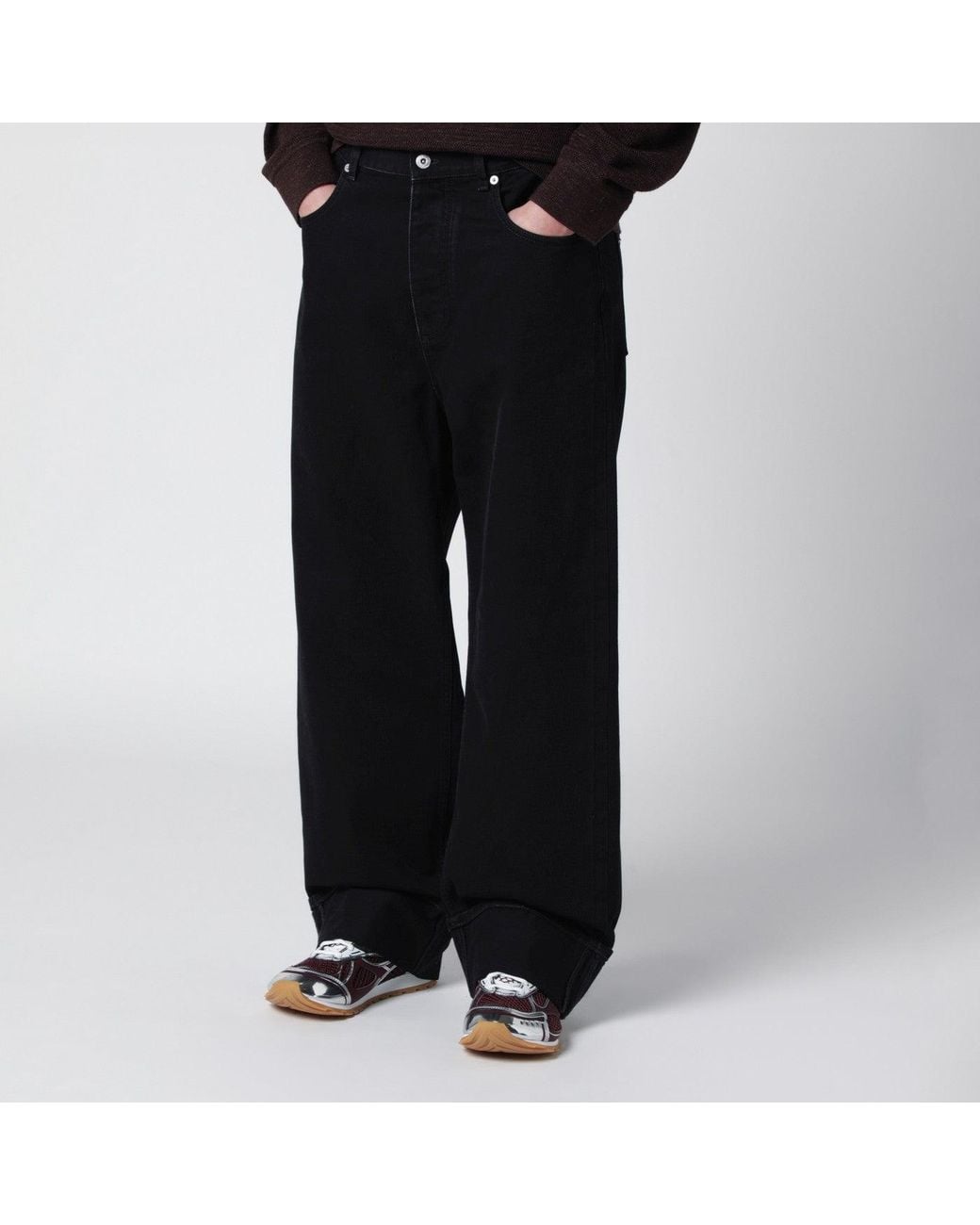 Bottega Veneta Black Faded Turn-Up Jeans for men