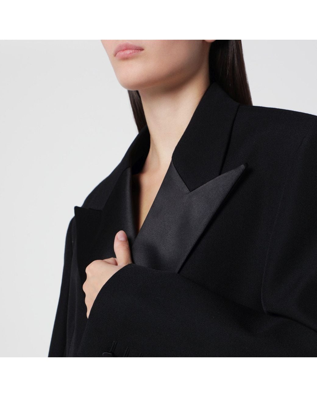 Saint Laurent Black Double-Breasted Tuxedo Jacket