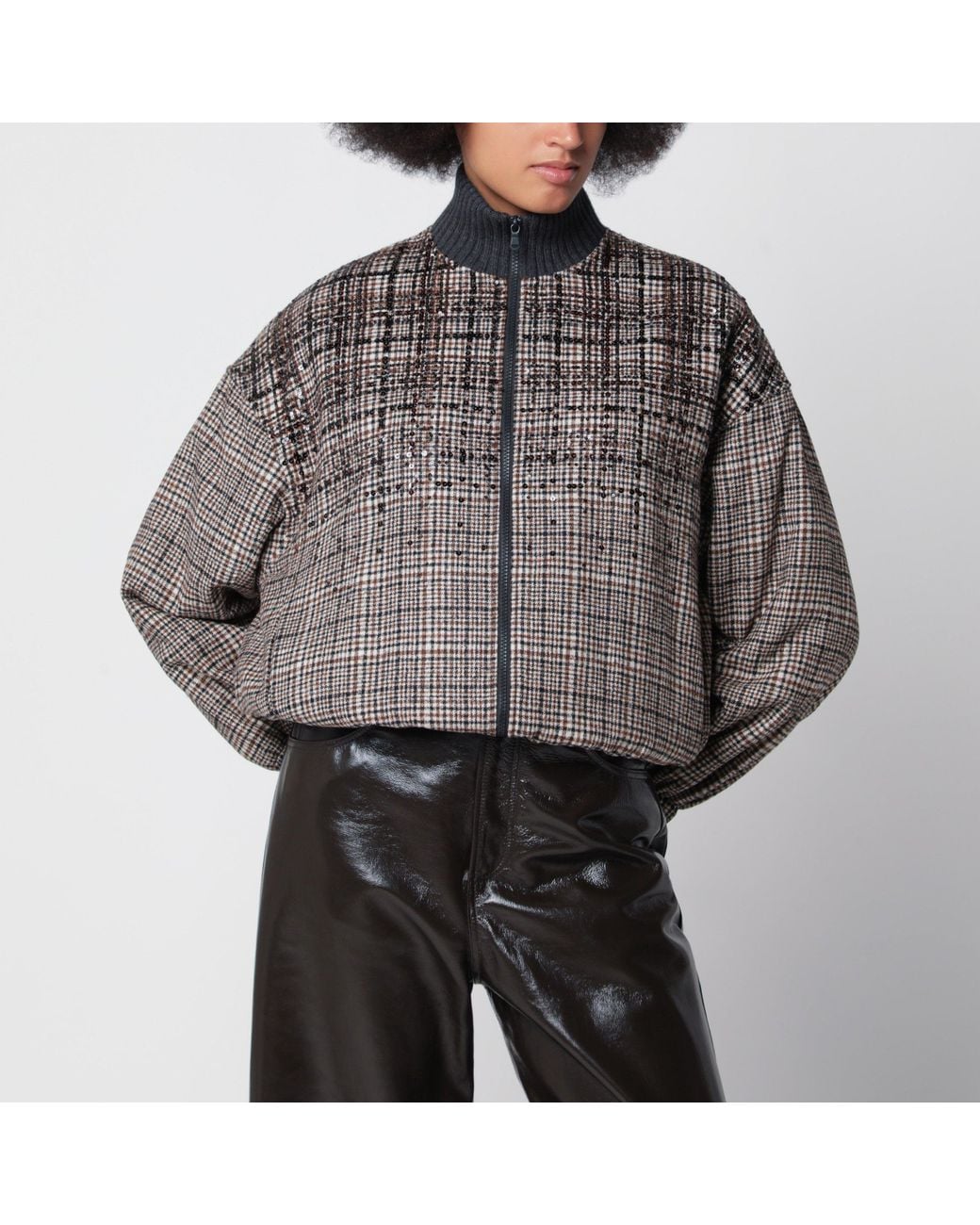 Brunello Cucinelli Gray Dazzling Dégradé Bomber Jacket