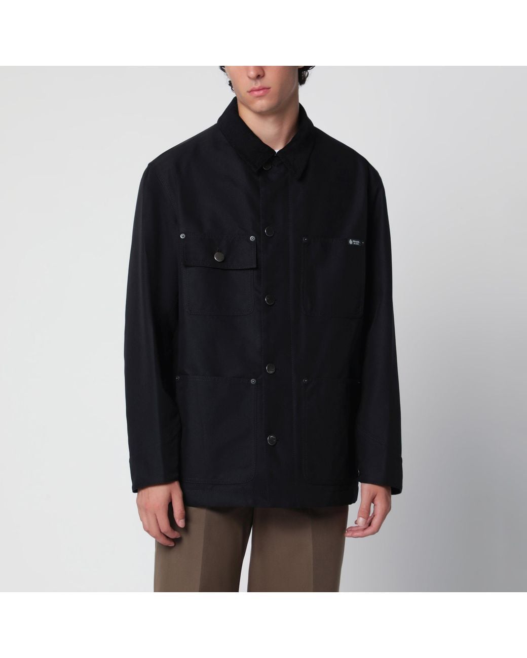 Prada Black Jacket With Corduroy Collar for men