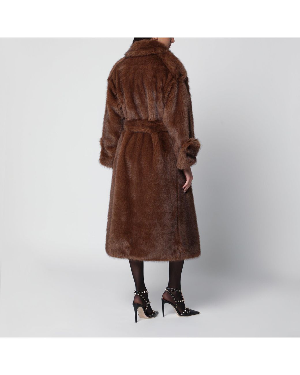 BB COUTURE Brown Farrah Double-Breasted Coat With Belt