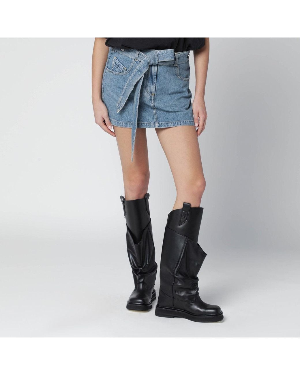 The Attico Blue Light Denim Mini Skirt