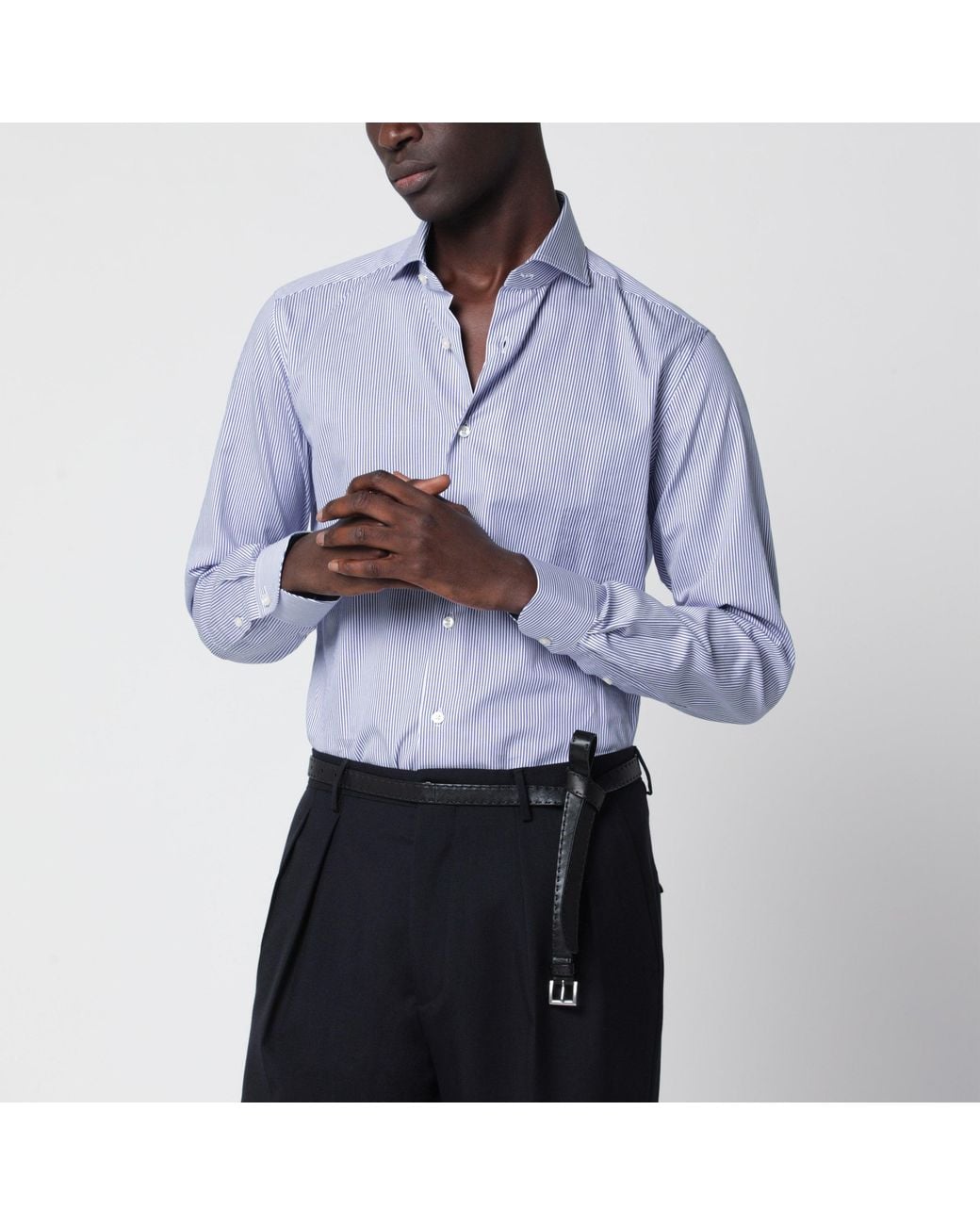 Xacus Blue Striped Travel Shirt for men