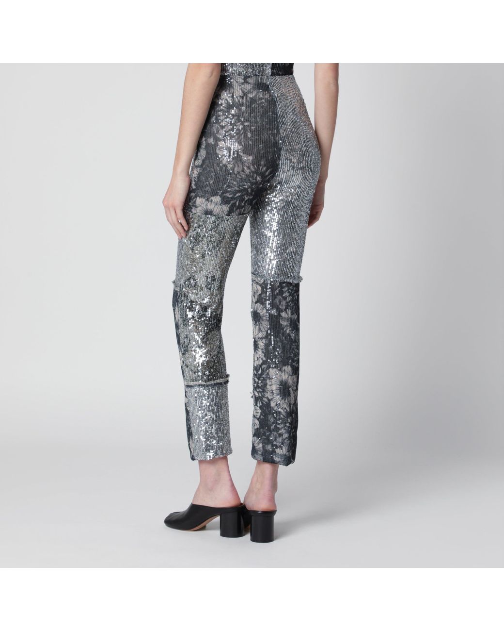 Maison Margiela Multicolor Patchwork Trousers With Floral Sequins
