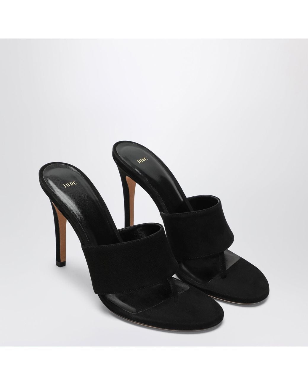 Jude Black Nubuck Leather Thong Sandals