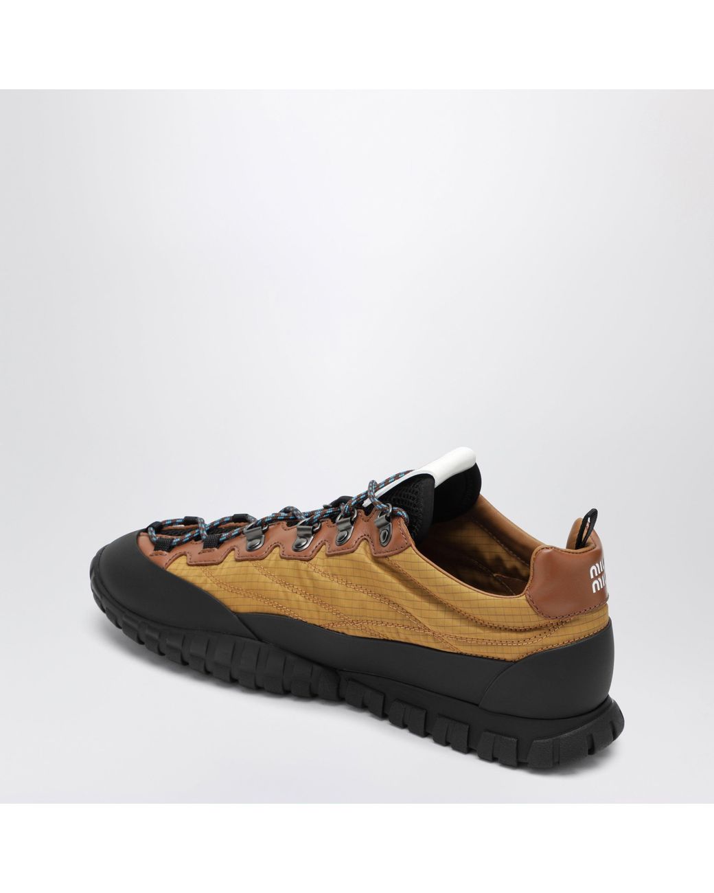 Miu Miu Brown Technical Ripstop And Leather Sneakers