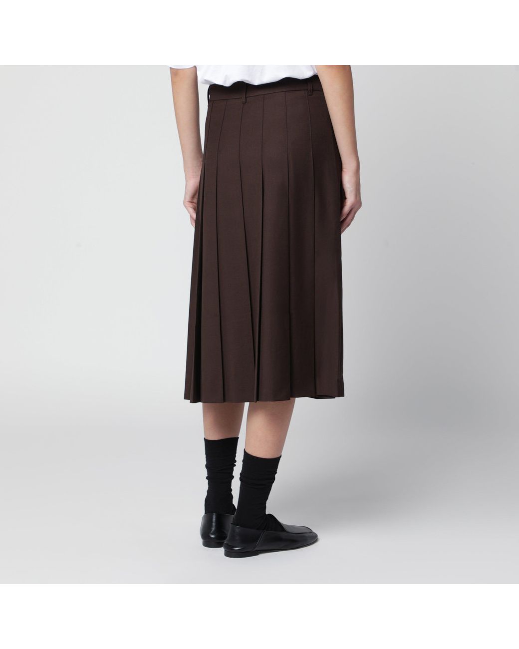 DUNST Brown Pleated Skirt