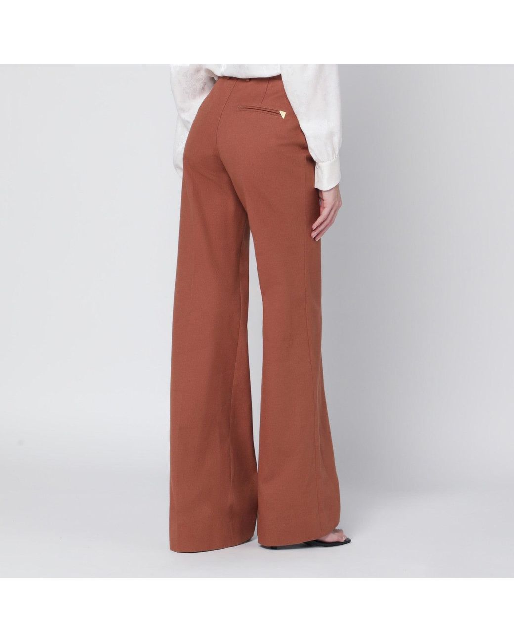 Chloé Brown Flared Cotton Trousers
