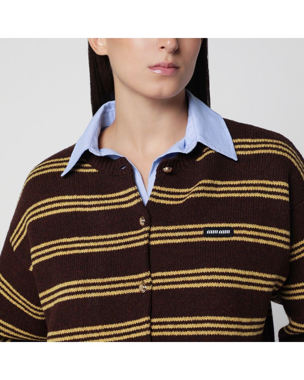 Miu Miu Black Cocoa Striped Cardigan