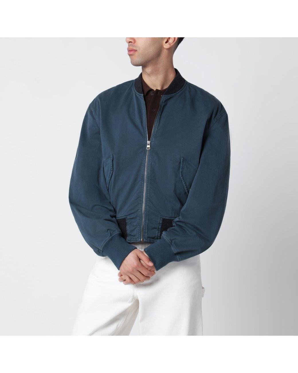 J.W. Anderson Blue Cotton Jacket With Vintage Finish for men