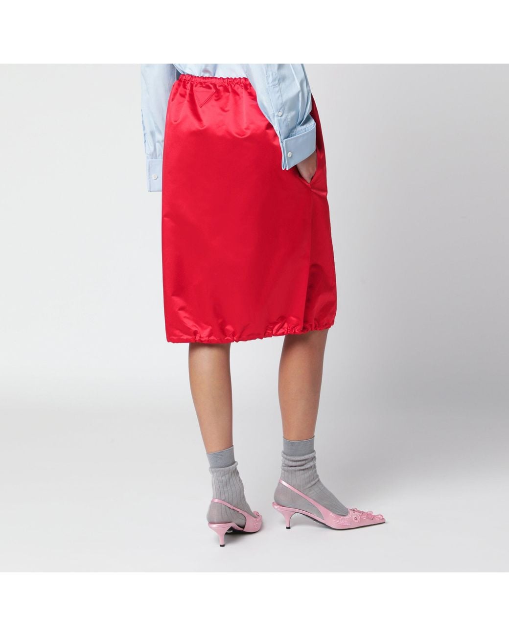 Prada Red Silk Skirt