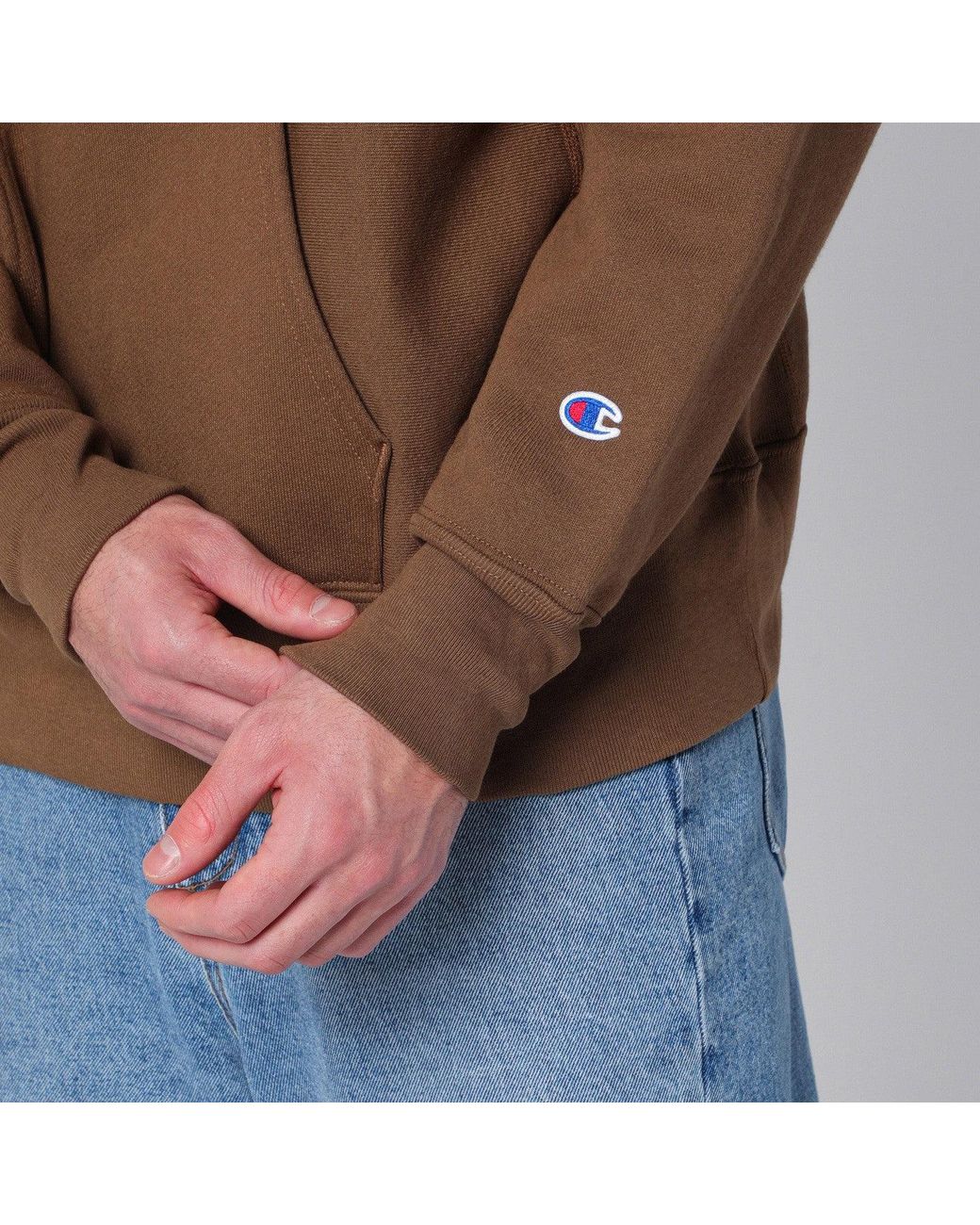Champion Brown Cotton Hoodie for men