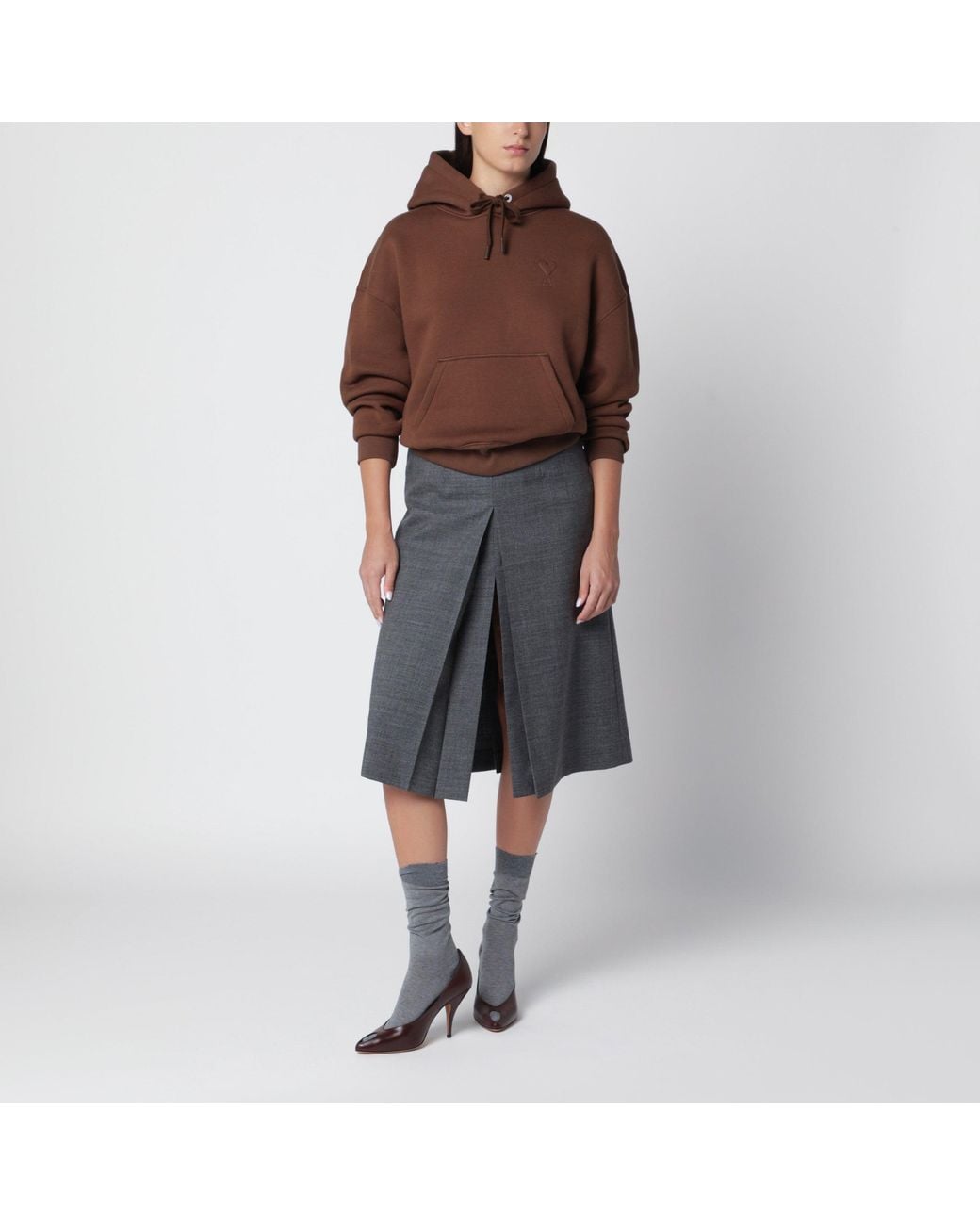 AMI Brown Ami De Coeur Hooded Sweatshirt