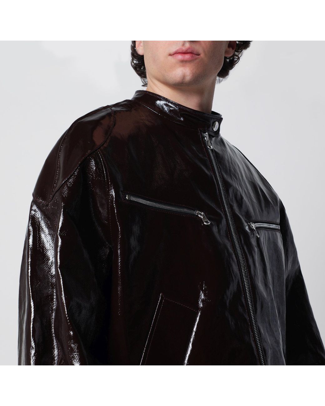 Séfr Black Ristretto Racer Coated Linen Jacket for men