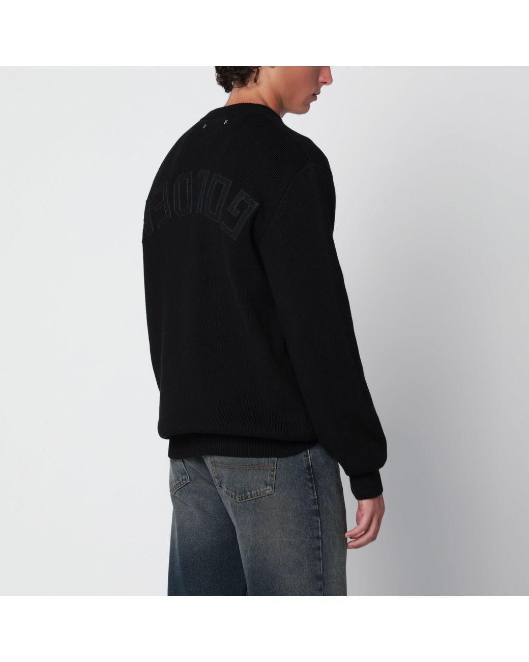 Golden Goose Deluxe Brand Black Golden Cotton Crewneck Sweater for men