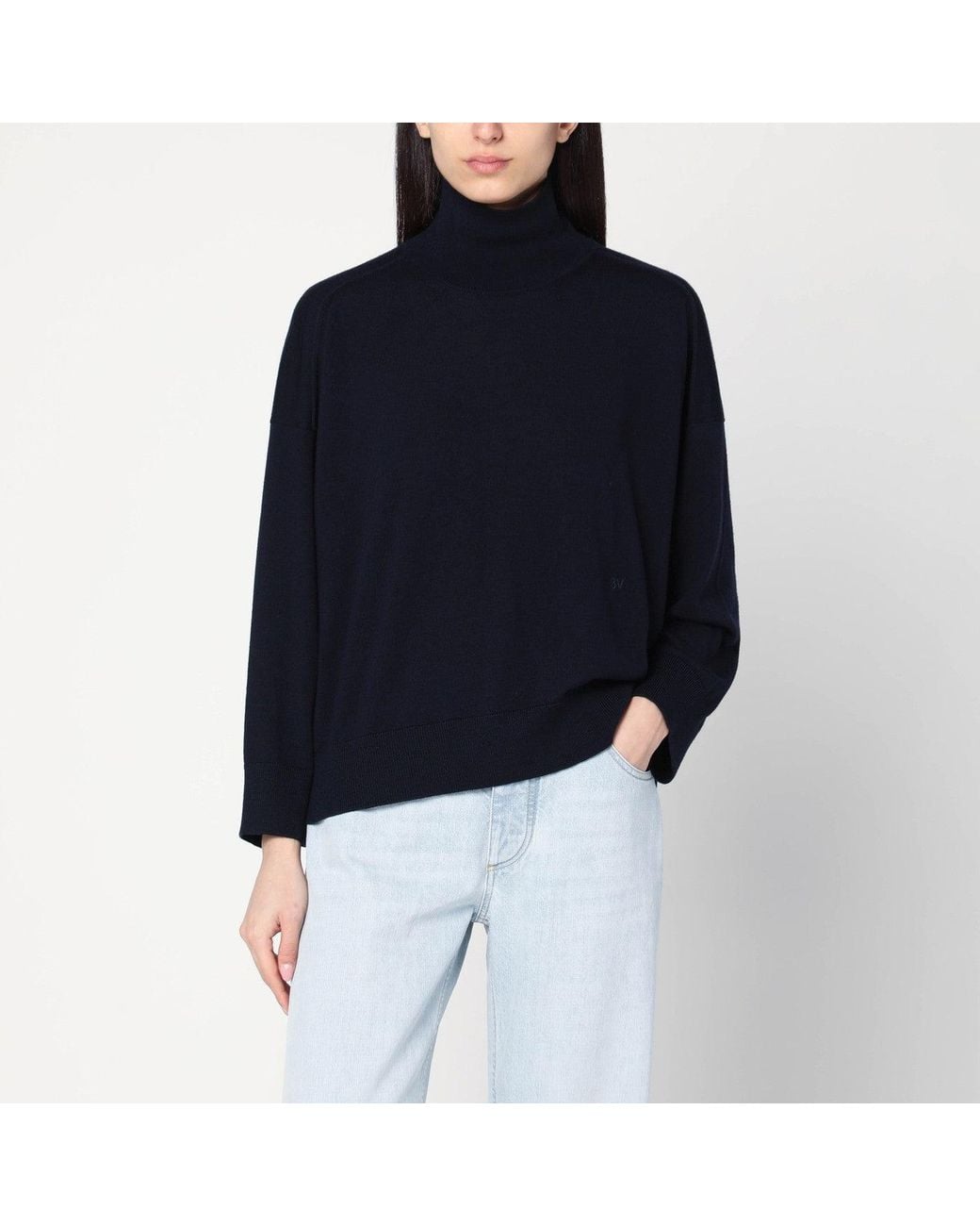 Bottega Veneta Blue Dark Turtleneck Wool Sweater