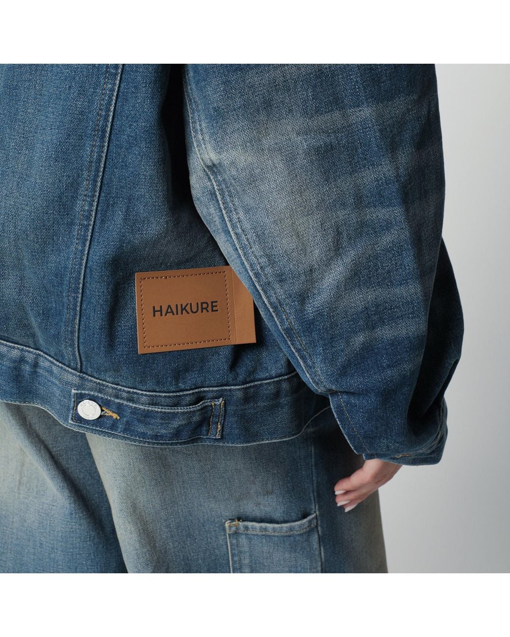 Haikure Blue Washed-Effect Denim Jacket