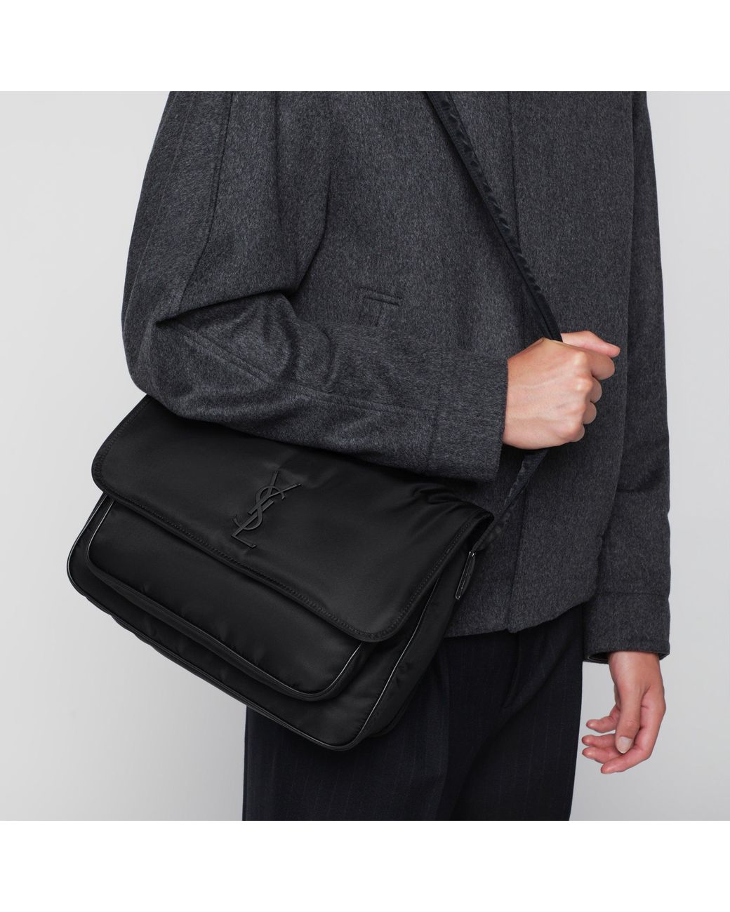Saint Laurent Black Niki Recycled Nylon Messenger Bag for men