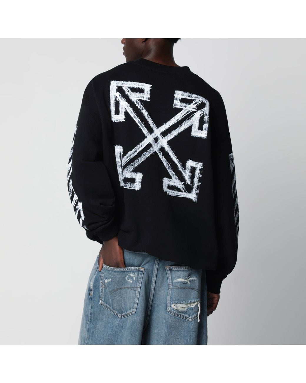 Off-White c/o Virgil Abloh Black Motion Arrow Skate Cotton Sweatshirt for men