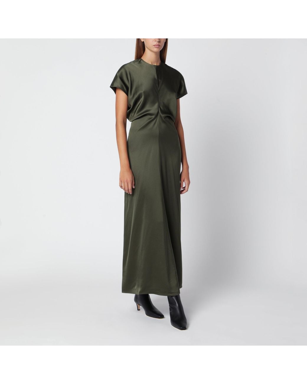 toteme dress green Dark Low-Waisted Viscose in dresser knobs brass