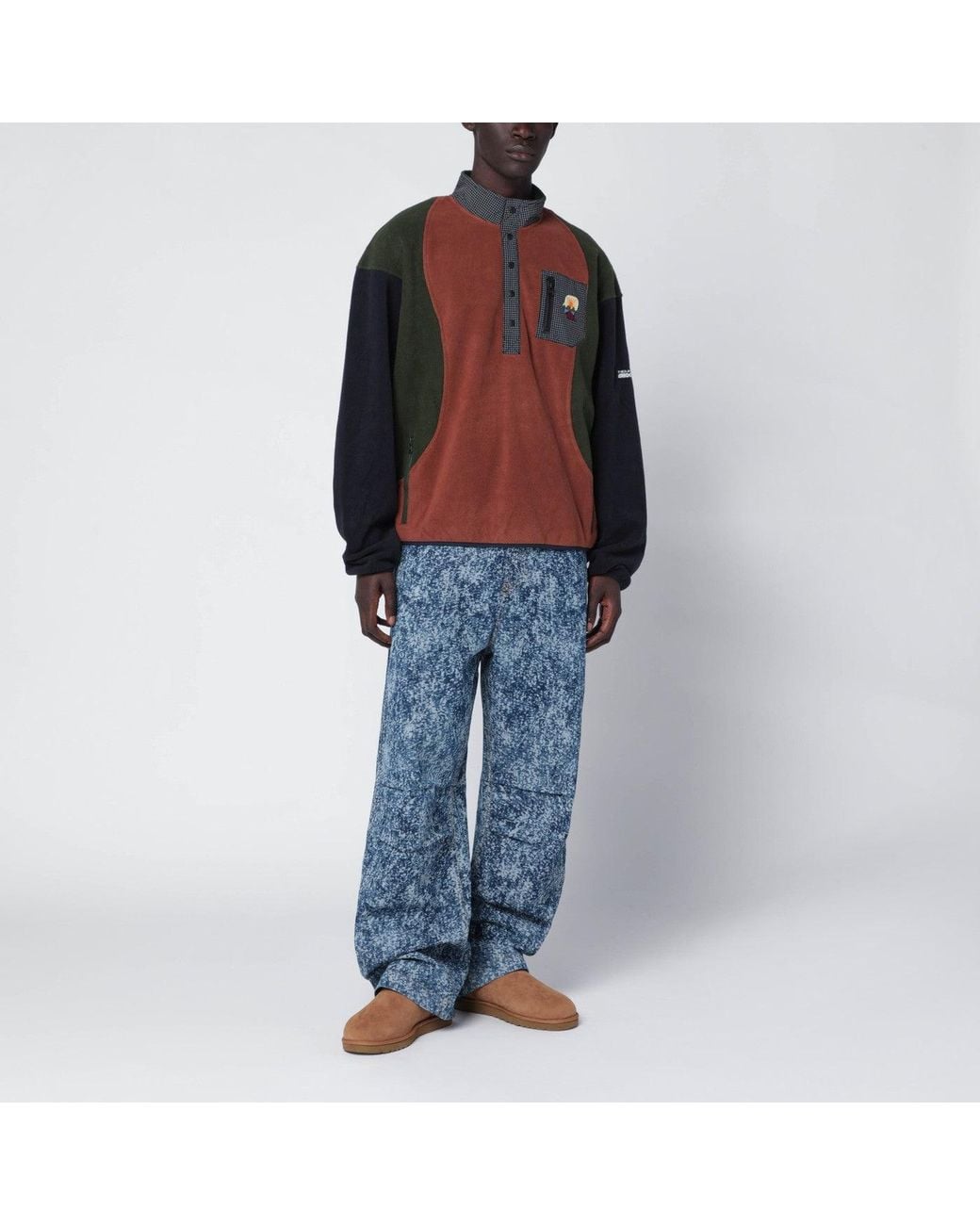 Brain Dead Red Color Block Fleece for men
