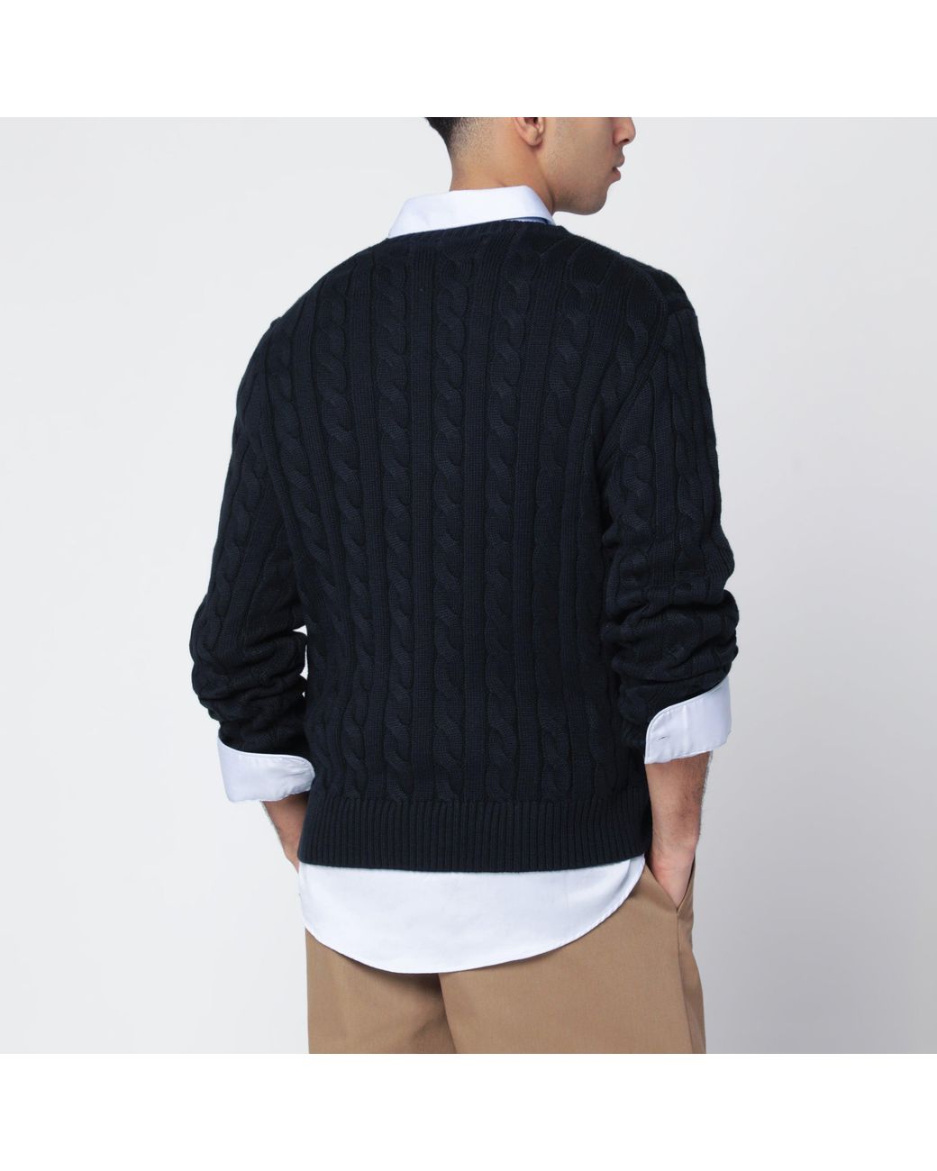 Polo Ralph Lauren Black Cable-Knit Cotton Sweater for men