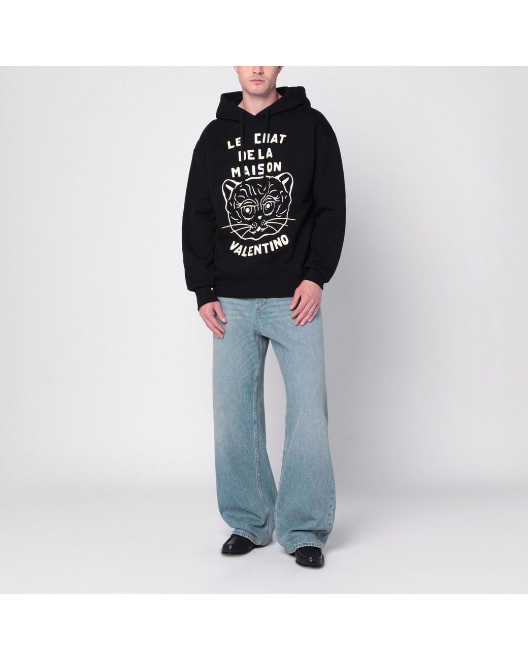 Valentino Black Sweatshirt With Le Chat De La Maison Patch for men