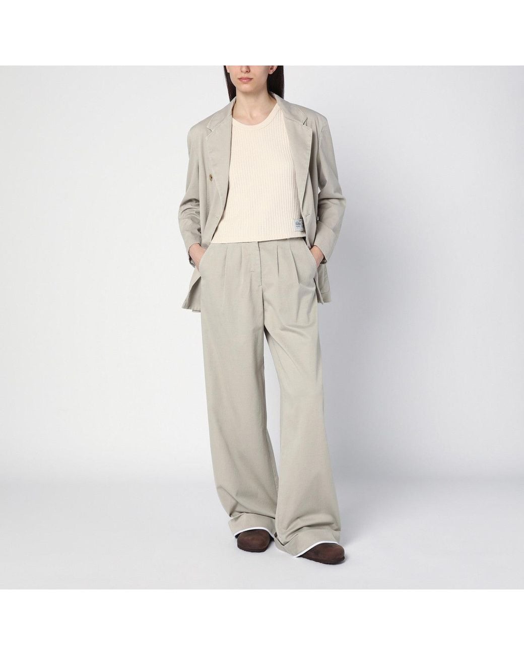 Palm Angels Natural Cotton Wide Trousers