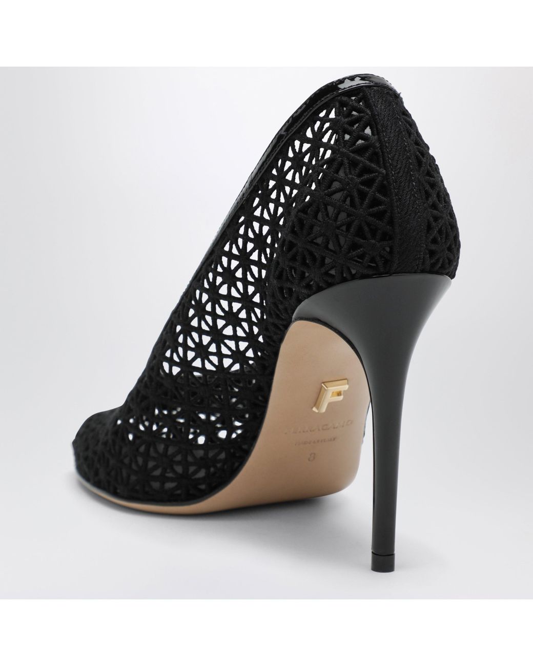 Ferragamo Black Schwarzer Pumps Aus Makramee