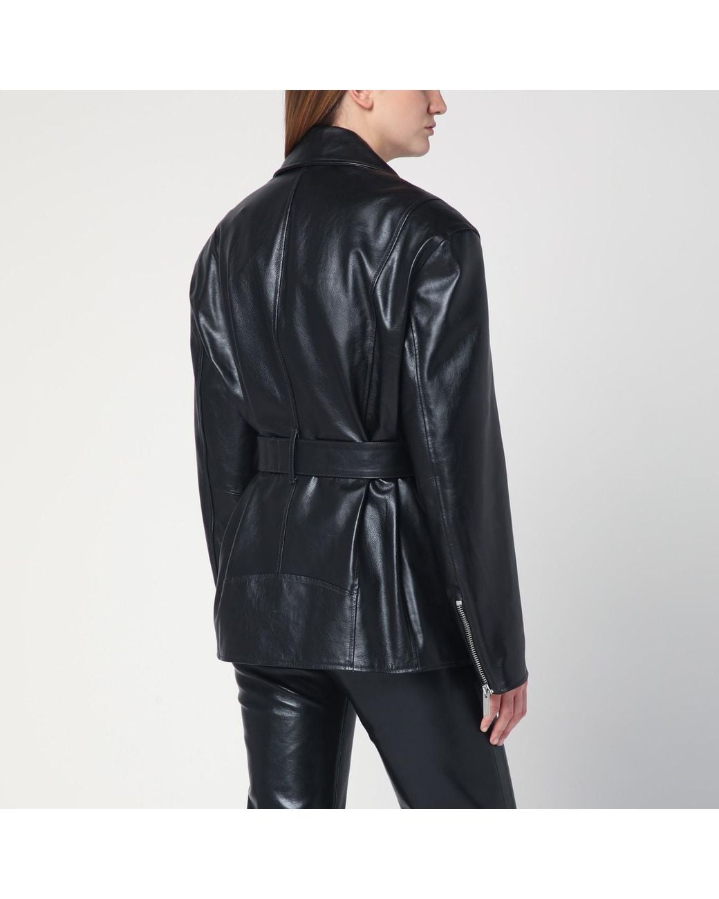 Halfboy Belted Leather Jacket in Black | Lyst UK