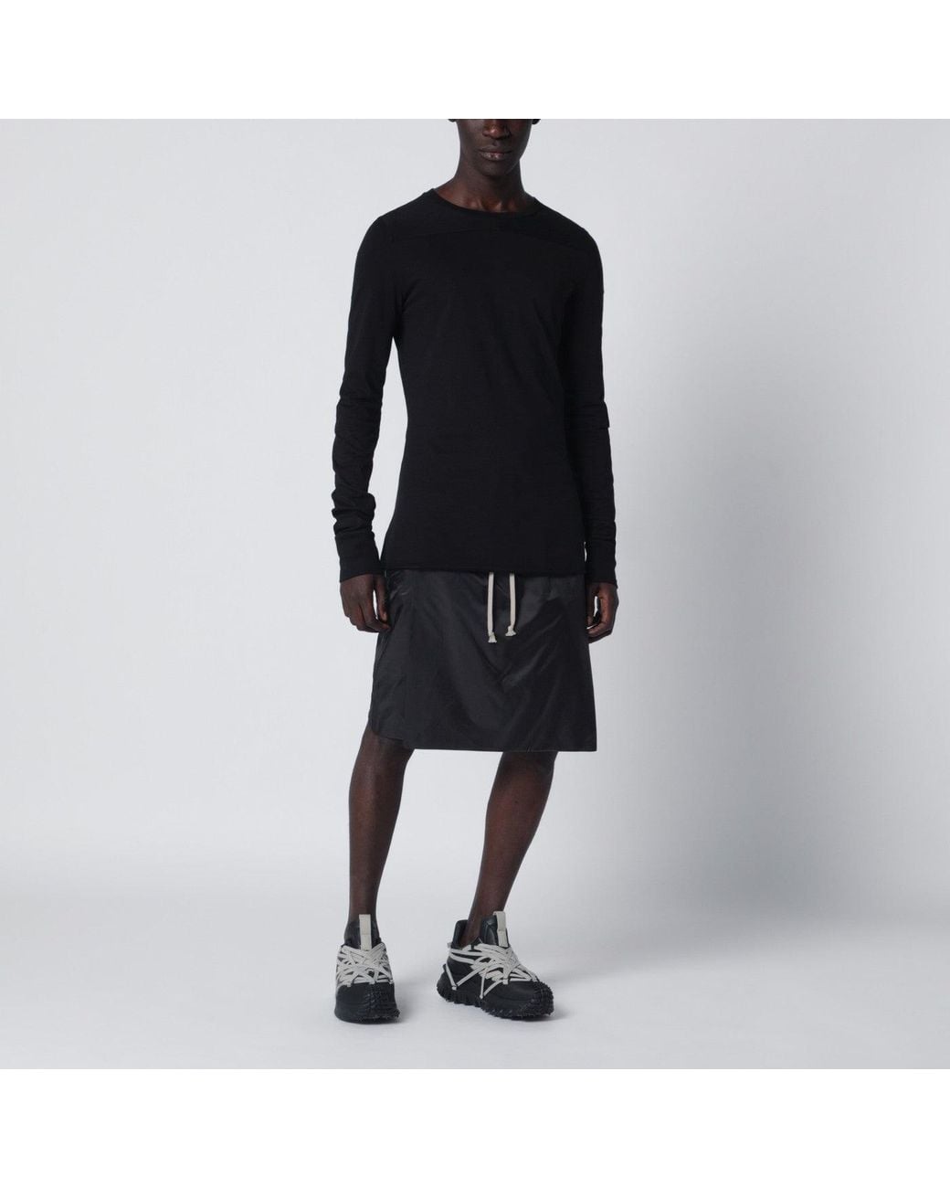 Moncler Black Drawstring Kilt Shorts for men