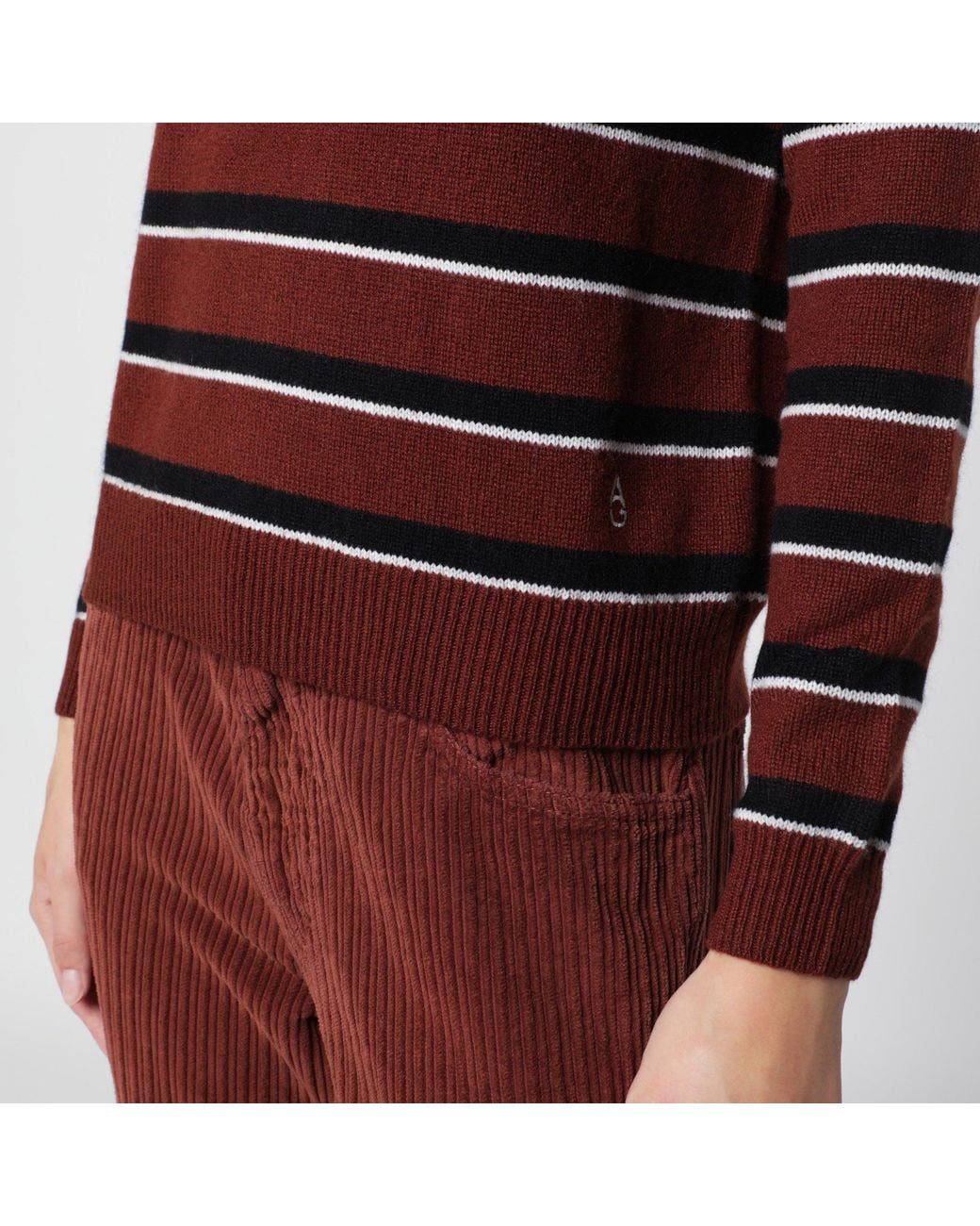 Alexandra Golovanoff Red Mila Stripes 21 Cashmere Sweater