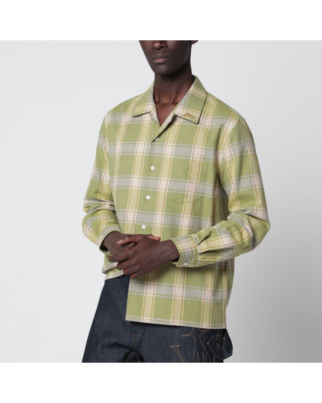 J.W. Anderson Green Checked Apple Cotton Flannel Shirt for men
